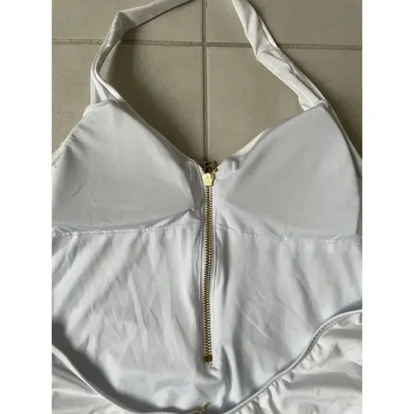 Kenny Flowers Swim One Piece Swimsuit Gold Zip The Santorini Swimwear